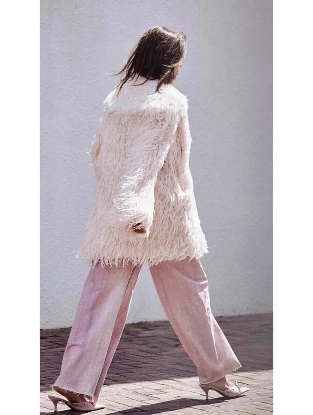 NWT Free People Fluttering Heart Faux Fur Jacket Pink Women Sz XL Friends Phoebe